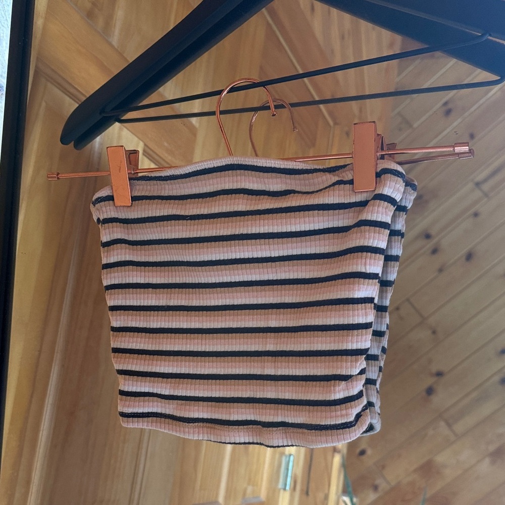 hollister striped smocked tube top XS